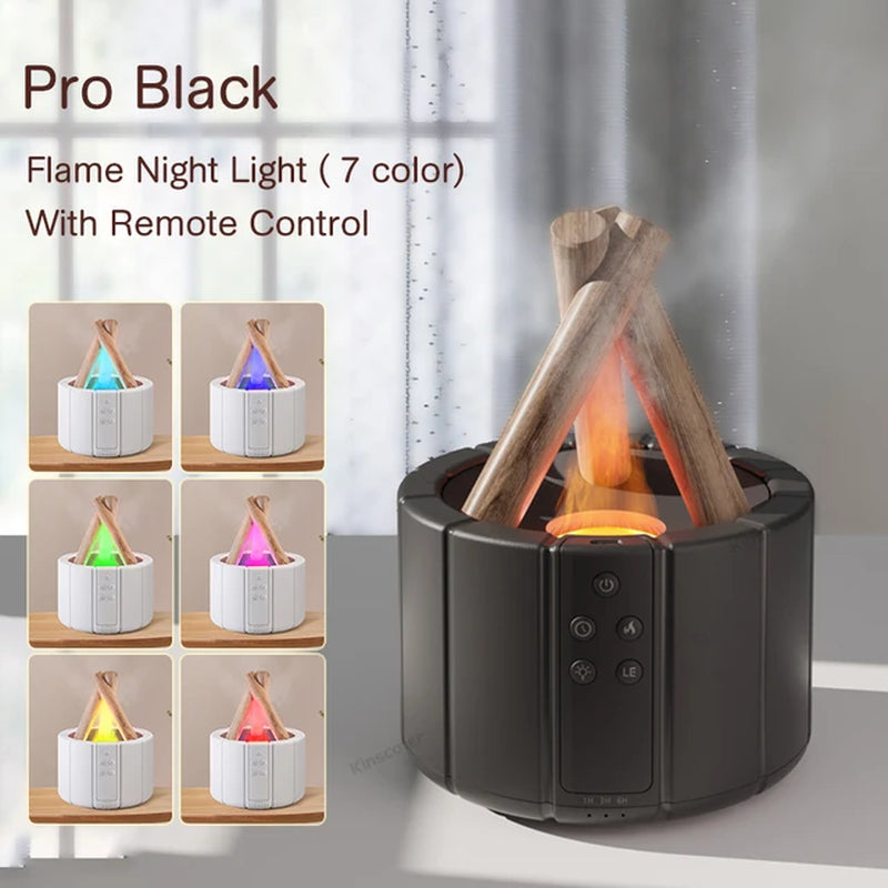 Simulated Flame Aroma Diffuser Bonfire Air Humidifier Ultrasonic Cool Mist Maker Fogger LED Essential Oil Lamp Difusor