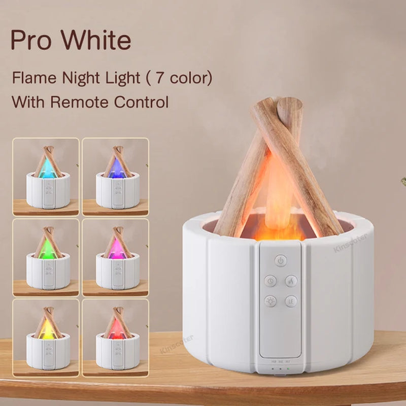 Simulated Flame Aroma Diffuser Bonfire Air Humidifier Ultrasonic Cool Mist Maker Fogger LED Essential Oil Lamp Difusor